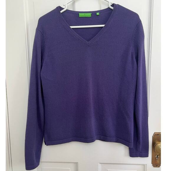 Emory Claire Sweaters - Emory Claire Women's M 100% Cashmere Sweater Purple V Neck Academia Preppy